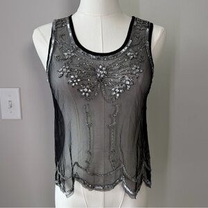 Rue 21 Black Sheer Beaded Tank Top